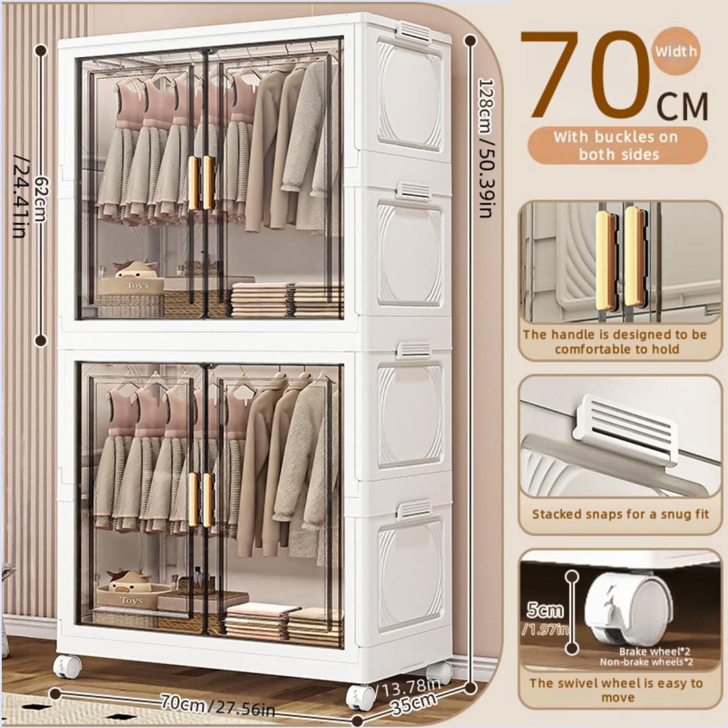 Foldable plastic storage box simple wardrobe for home bedroom closet toy storage cabinet no installation required