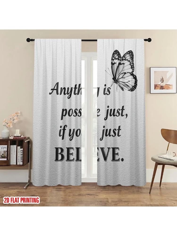 

Plane Printing Curtain Popular Believe Butterfly Versatile Polyester Fabric Without Rod Gifts Use Bedroom Living Made Of Washable Decor Ready W100*H70(CM)-Grommet top&2PCS