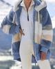 2023 European & American Women's Warm Plush Patchwork Hooded Coat