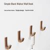 Simple Black Walnut Wood Adhesive Coat & Hat Hook with No-Drill Installation - Personalized Bathroom Style