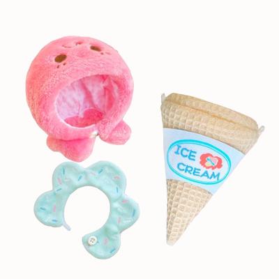 Disfraz de peluche con forma de helado G triger [Cono] para ropa de peluche de 10 cm, ropa de muñeca de algodón, actividad de peluche, disfraz, rosa,