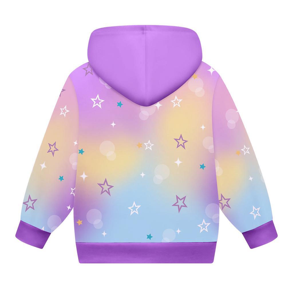 Girls Hoodie 3D Cartoon Jacket Sweatshirt Music Zip Hooded Long Sleeve Tops