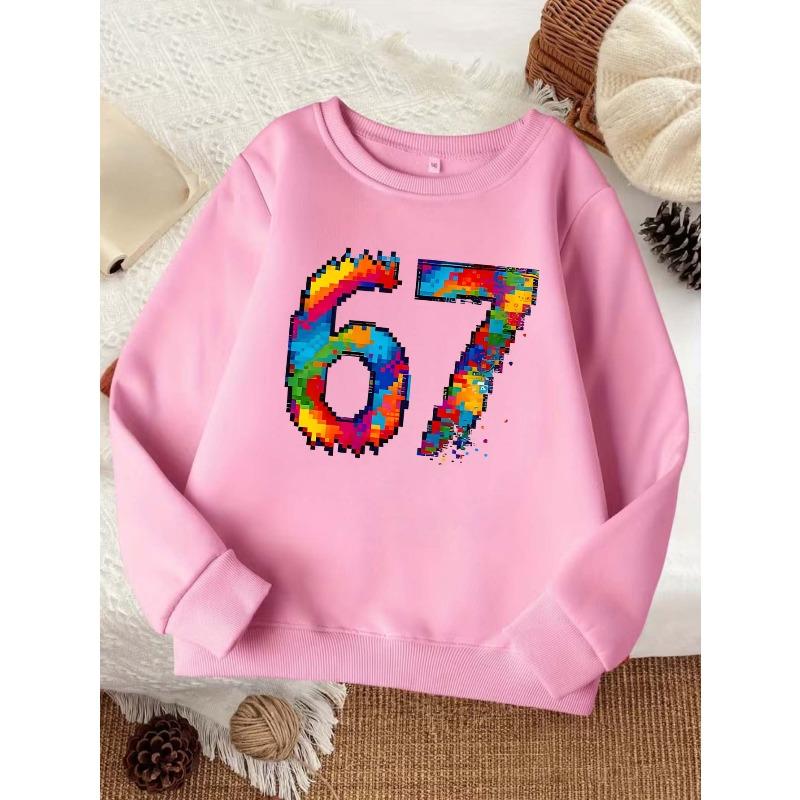 European Sizes New Stylish And Comfortable Round-Neck Sweatshirt for Kids, Featuring Trendy And Cute Print Designs, Suitable for Ages 3 And Up