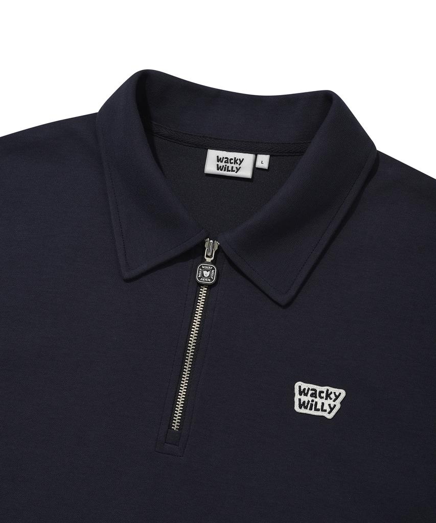 WACKY WILLY Sweat Collar Short Sleeve T-Shirt Navy