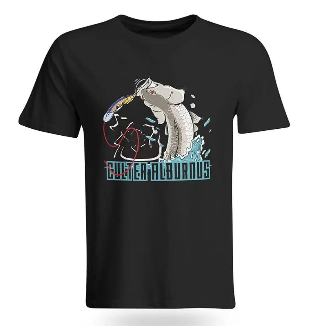 

2025 Summer and Autumn Fishing culture printed T-shirt loose and casual short-sleeved men s and women s sportswear top 4XL