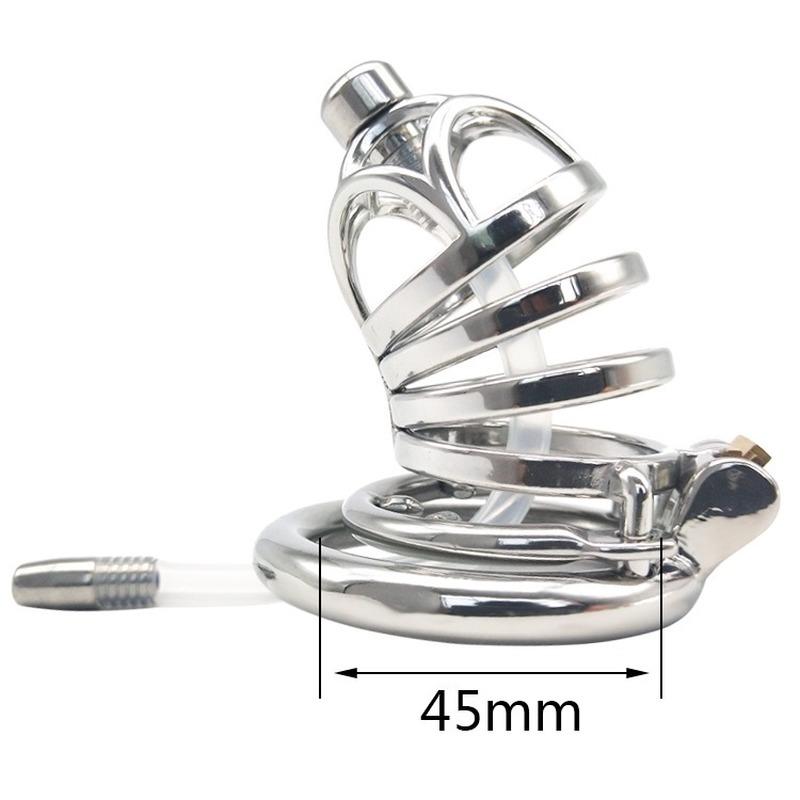 CB Lock for Men Stainless Steel Penis Cage Adult Sex Toy Cock Cage Cockring BDSM Slave  Fetish Urinary Catheter