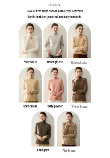 Lekasha Kaszmirowy Sweter Dzianinowy z Wysokim Dekoltem, Jednokolorowy, z Długim Rękawem, dla Kobiet (Jesień zima)