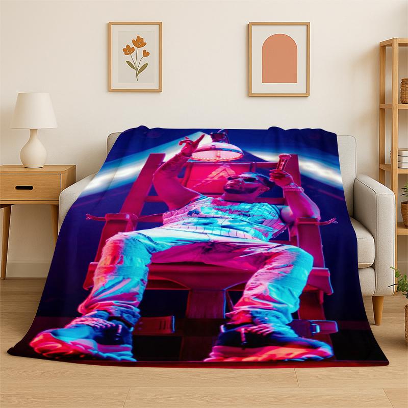Rapper Free Anuel AA Hip Hop Flannel Blanket Soft Warm Throw Blanket for Bedroom Living Room Bed Travel Camping Picnic Gift