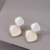French Sweet Temperament Fairy Style Enamel Drip Glaze Geometric Square Stud Earrings Light Luxury Simple High-end Earrings