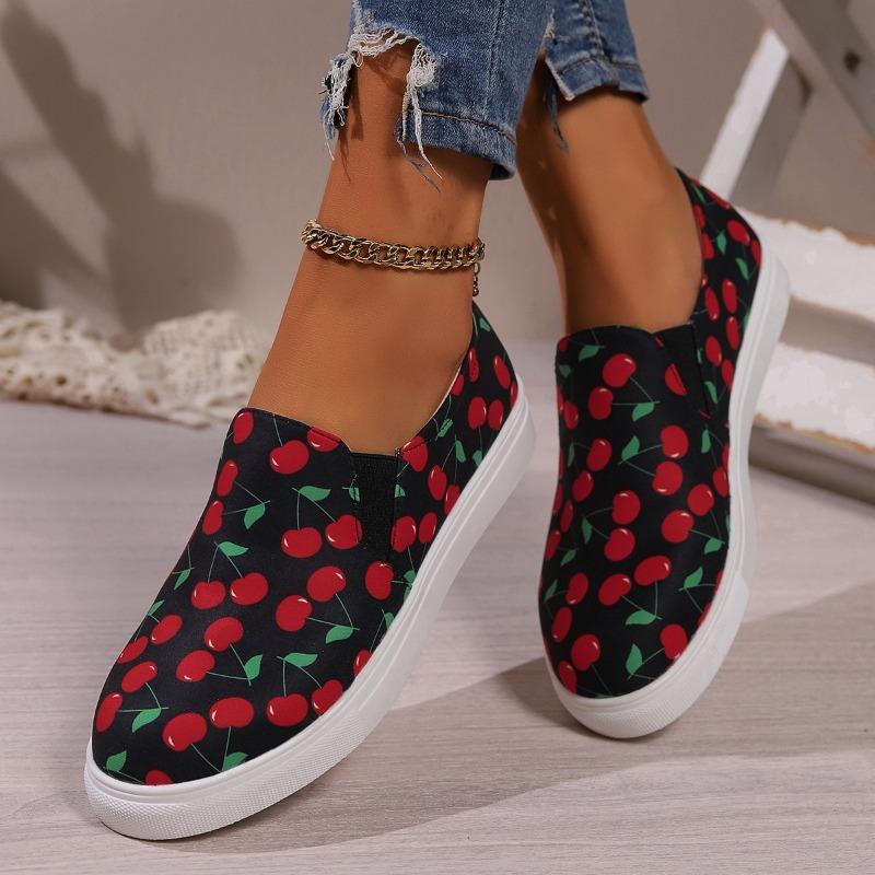 Fashion Trendy Canvas Shoes 2024 New Print Design Feel Round Toe One Step Daily Casual Comfortable Flat Shoes Zapatos De Mujer Sneakers