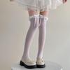 White Bow Lace-Trim Lolita Thigh-High Stockings - Spring/Summer