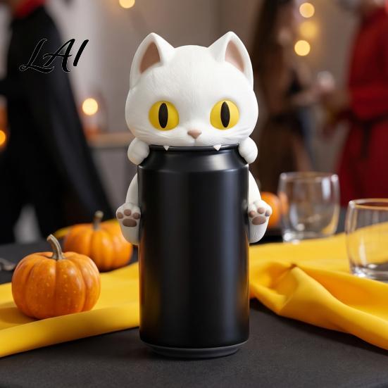 Unique 3D Printed Gift Bat Can Holder Funny Cartoon Vampire Cat Stand Beverage Organizer for Desk Standard Soda Cans Halloween Desktop Decor,