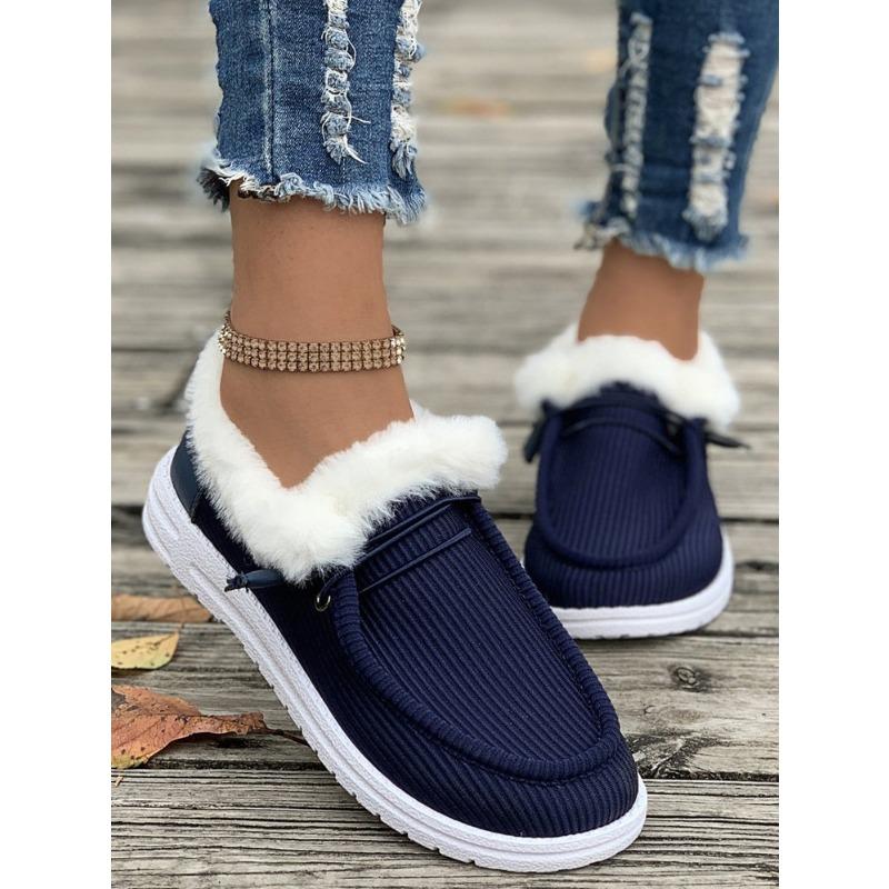 Wish Autumn and Winter Fashion Velvet Warm One Pedal Cotton Shoes Large Size Women's Shoes
