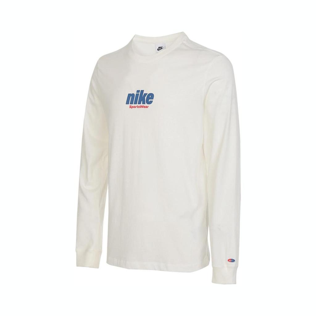 Nike Letter Print Long-Sleeve Pullover T-Shirt White HQ1569-133