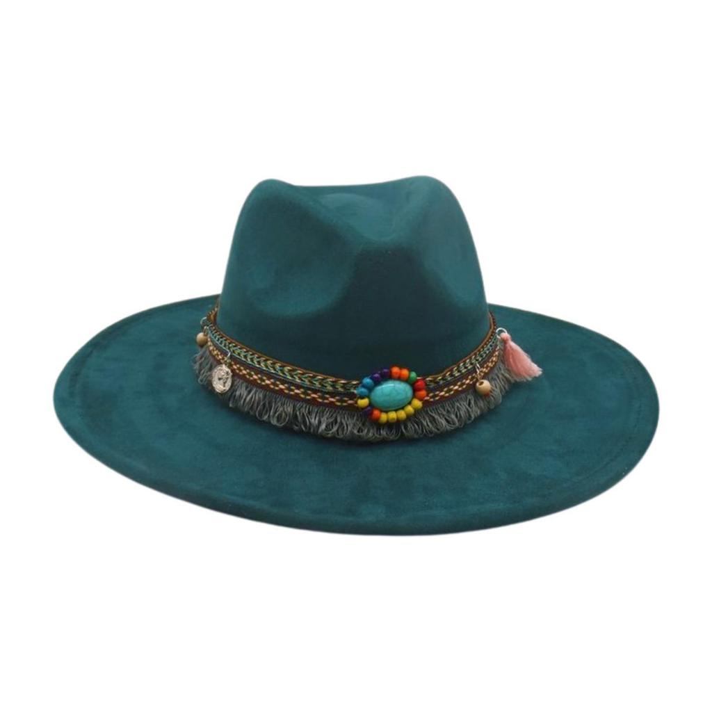 Round Flat Brim French Ethnic Style High-End Top Hat New Stage Jazz Hat Western Cowboy Hat