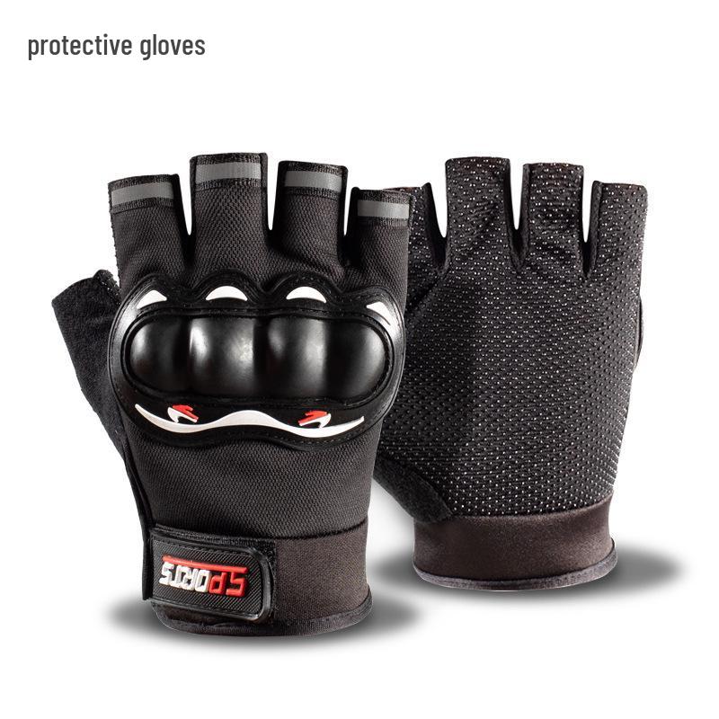 

Tactical Breathable Non-Slip Half-Finger Motorcycle Gloves with Hard Shell Joint Protection One Size