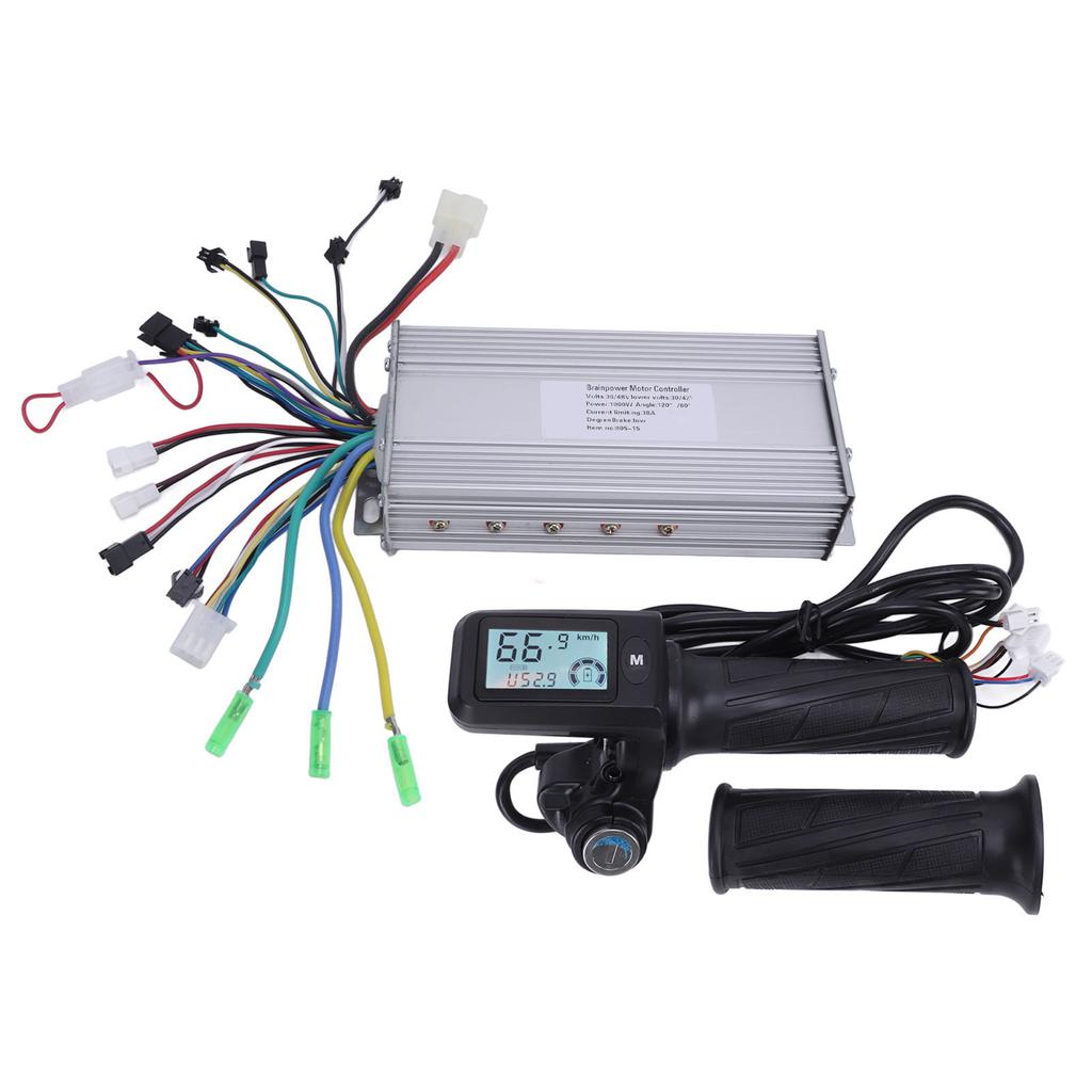 1000W 36V 48V Brushless Speed Motor Controller LCD Display Throttle with Lock for Electric Bike