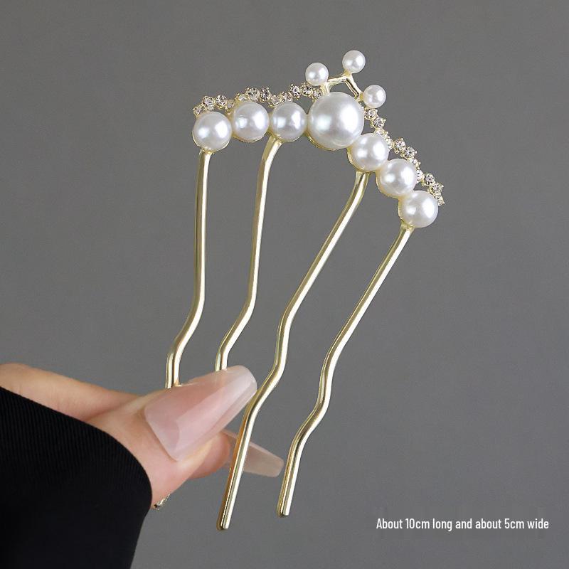 Elegant Pearl U-shaped Hairpin for Women - New Chinese Style Updo Accessory 2025