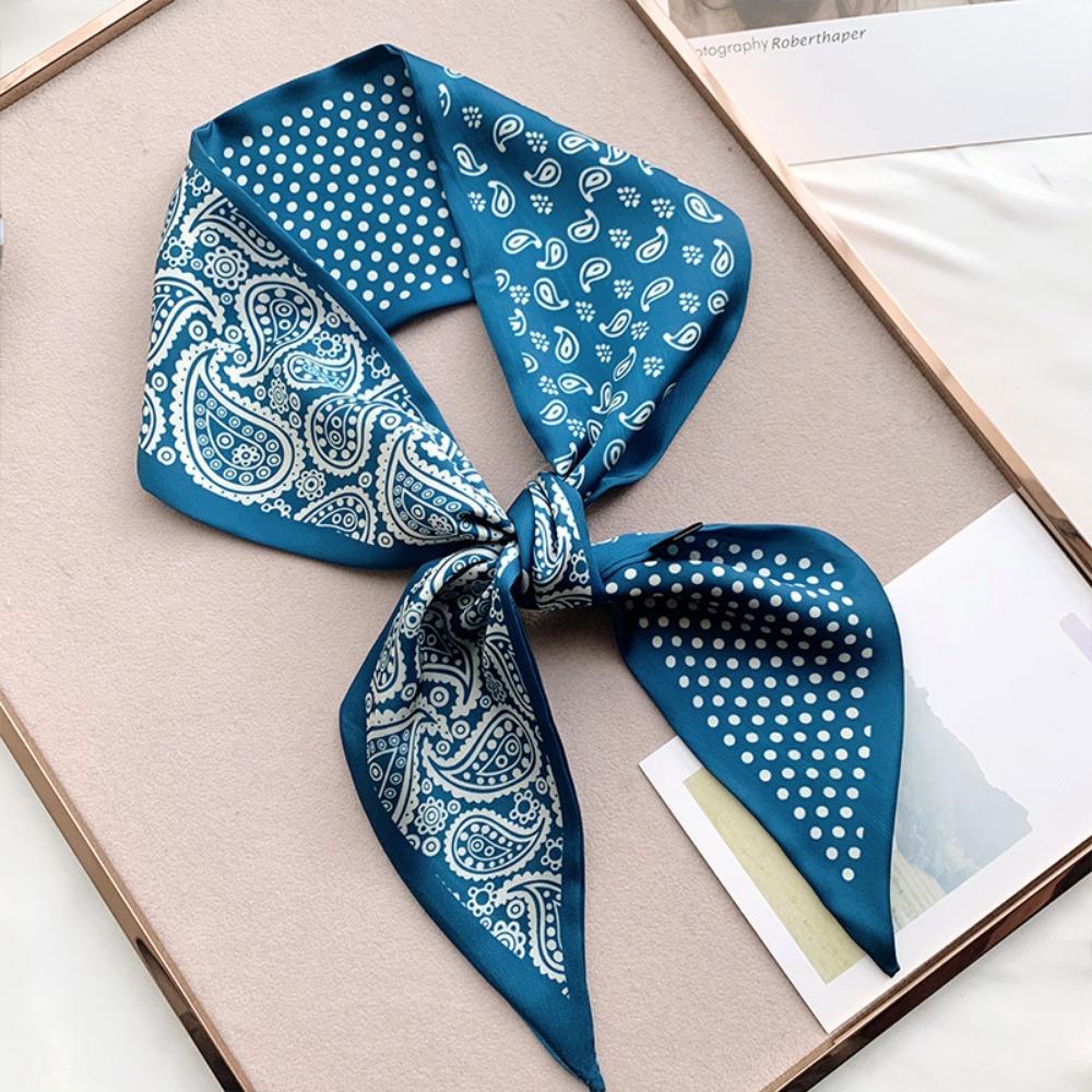 Luxury Fashion Skinny Satin Scarf for Women, Versatile Bag Scarf Neckerchief & Headband