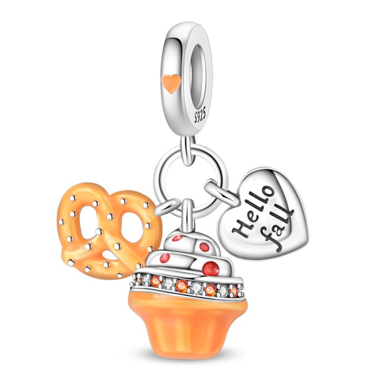 Copper Golden Autumn Series Charms Beads Scarecrow Pumpkin Maple Leaf Charms For Women Fine Diy Jewelry