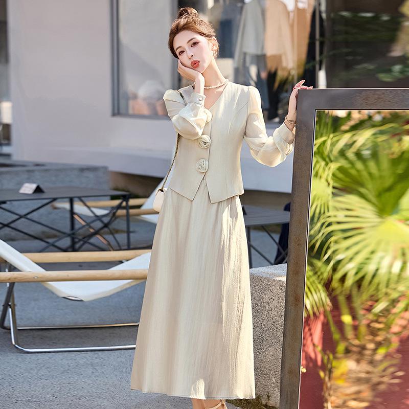 Stylish Spring/Summer 2025 Suit: Trendy Coat & Midi Skirt Set YB8865