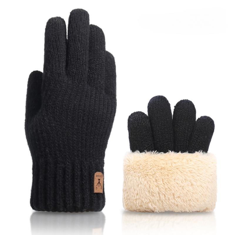 New Men's Warm Full Finger Gloves Winter Touchscreen Plus Fleece Gloves Men Women Thickening Wool Knitted Cycling Driving Gloves