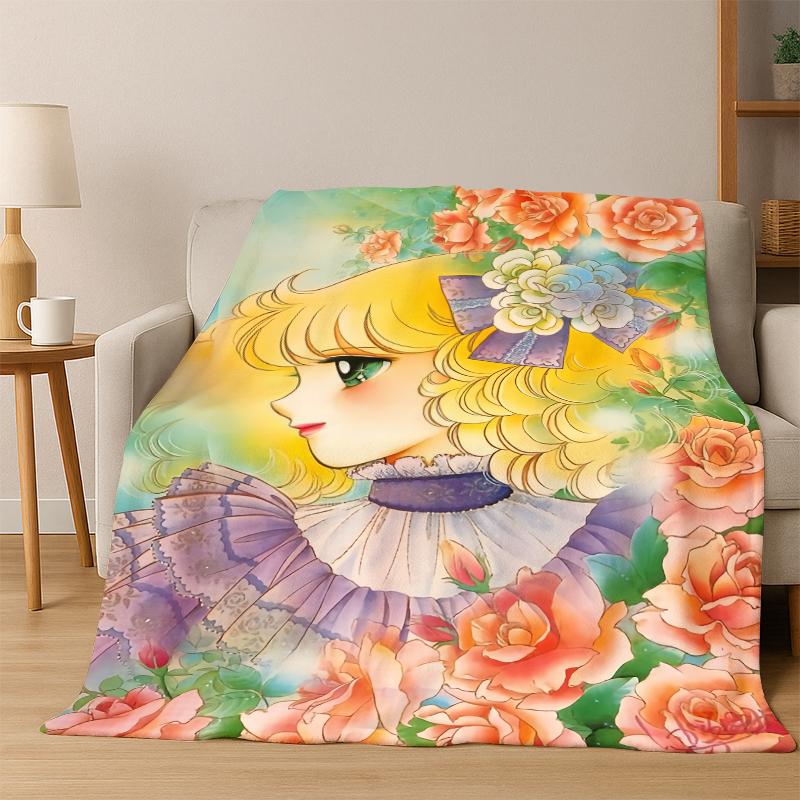 Candy Candy Dziewczynka Kreskówka Anime Koc Flanelowy Miękki Ciepły Koc Koc Rzutowy do Sypialni Salonu Łóżka Podróży Pikniku Prezent
