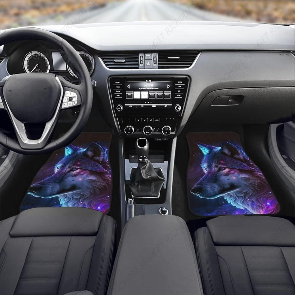 Galaxy Wolf Floor Mats for Cars Front & Rear Seat Carpet Floor Mats All Weather Protection Universal Fit Mat for Car SUV