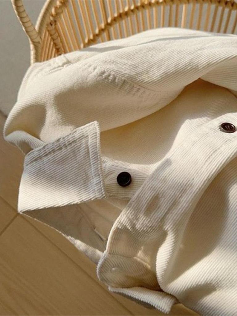Korean Style Retro Corduroy Shirt: Women's Versatile Long Sleeve Spring/Autumn Layering Top