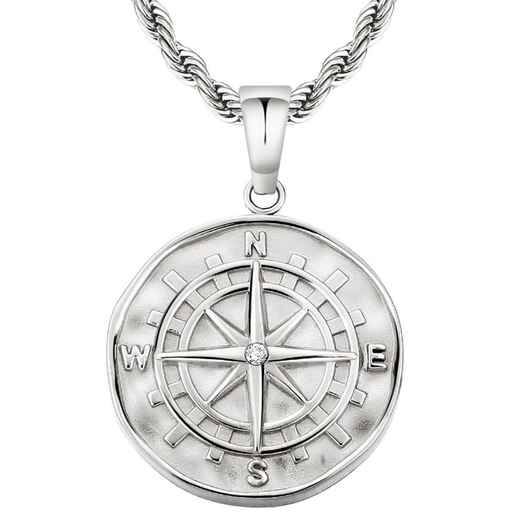 New Coin Jewelry Necklace Men Women Waterproof Compass Lion ST CHRISTOPHE 18K Gold Plated Stainless Steel Coin Necklace Pendant