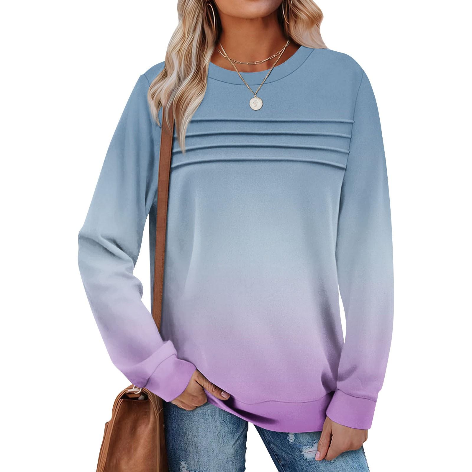 

Женский повседневный свитшот с длинным рукавом и круглым вырезом, приталенный плиссированный топ S