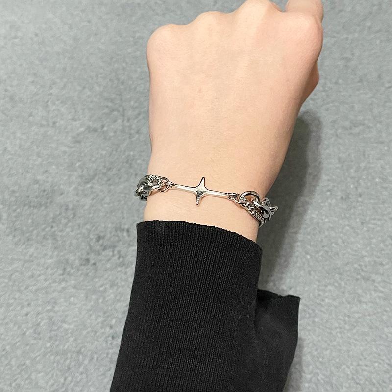 Vintage Six-pointed Star Bracelet Women Girls Boys Fashion Party Jewelry Punk Hip Hop Bangle Couple Pendant Bracelets Ring Gift