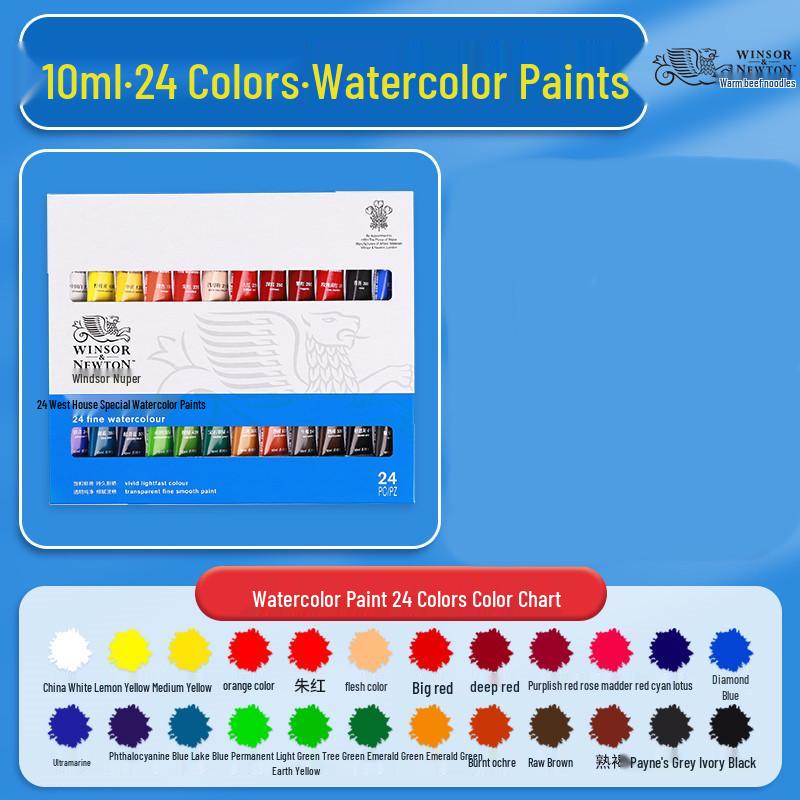 Winsor & Newton 24-kleuren aquarelverfset, 10 ml - Ideaal voor kinderen & studenten