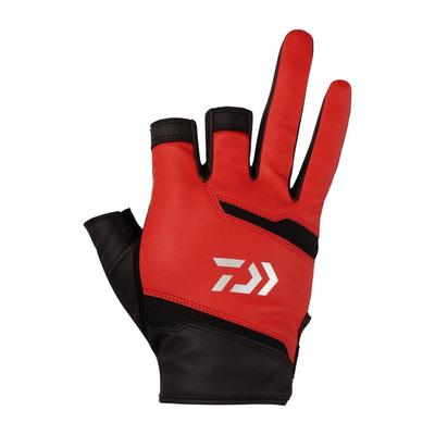 כפפות עור התאמה 3 חתכים אדום L [Daiwa] DG-1424