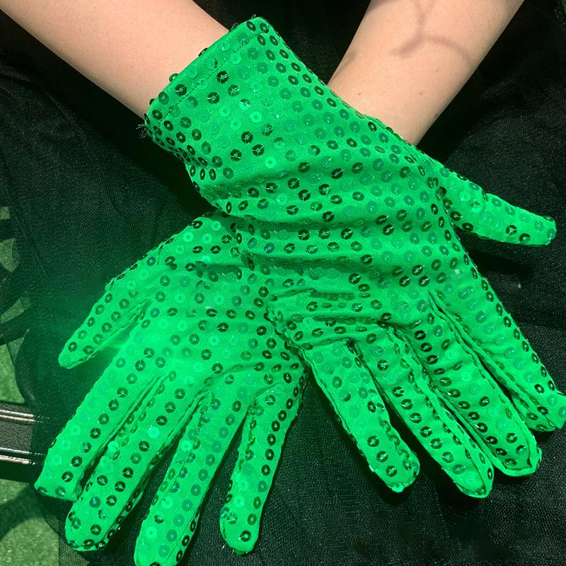 Adult Sparkling Glitter Stage Gloves Night Dance Performance Sequins Short Gloves Costume Cosplay Accessories