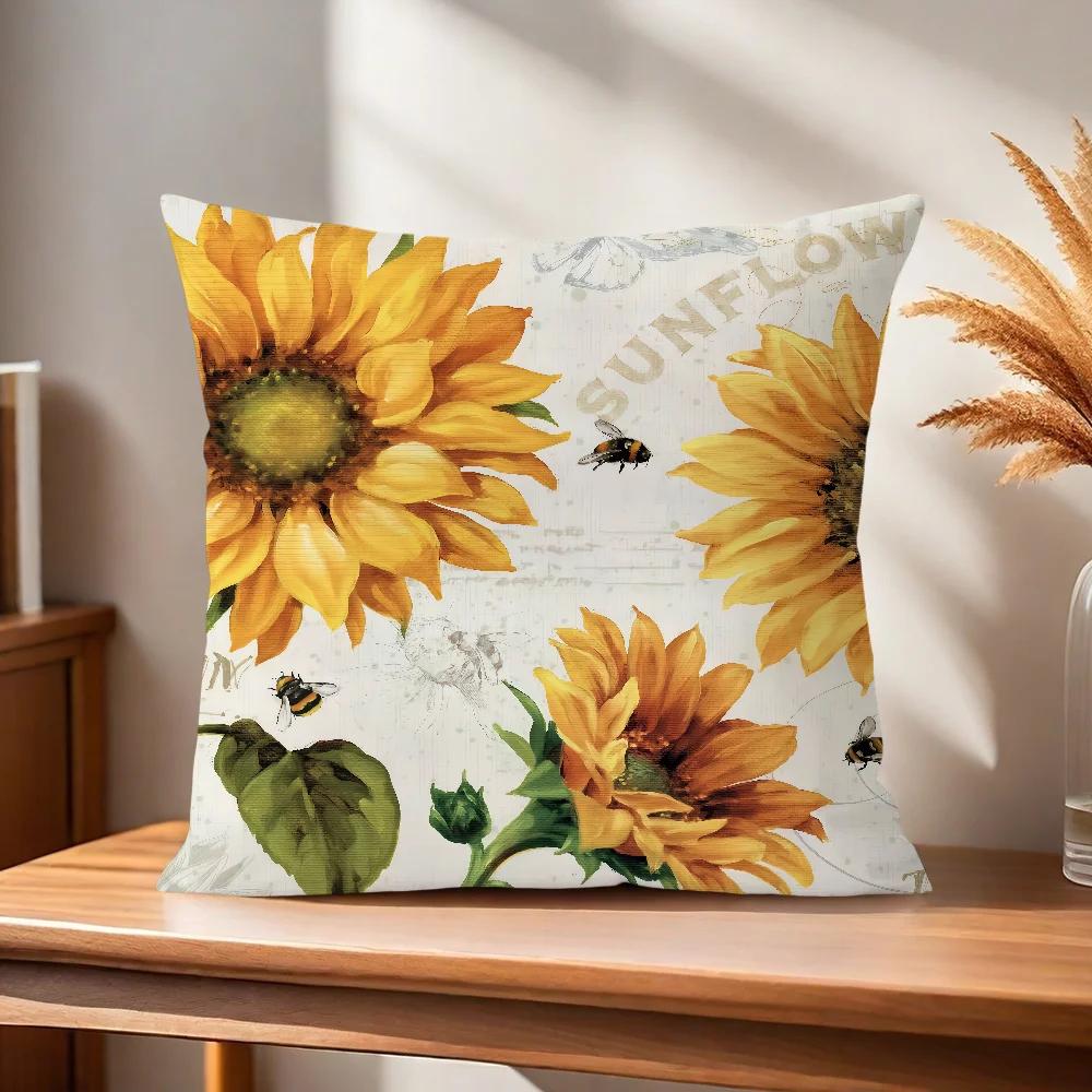 Flower Soft Pillow Case Exquisite For Sofa Living Room Retro Home Office Decor Protective Covers Style Without Art Pillow-Insert