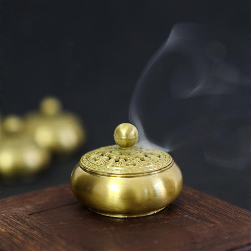 Retro Copper Incense Burner Incense Holder With Cover Twelve Chinese Zodiac Sign Censer Carving Desktop Ornament
