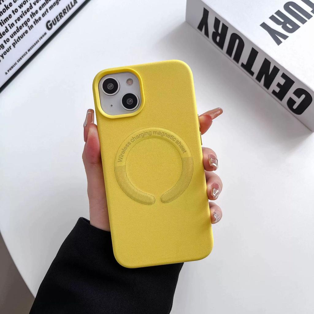 Applicable To Apple 15 Leather Mobile Phone Case MagSafe Magnetic Absorbing IPhone14 Business Model 13Pro Anti-fall Protection Case