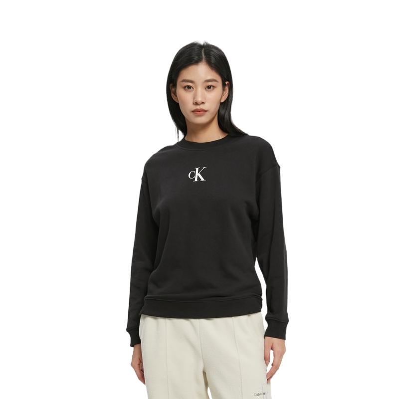 Calvin Klein Logo Print Round Neck Casual Loose Pullover Sweatshirt Women sweatshirt Black J220088