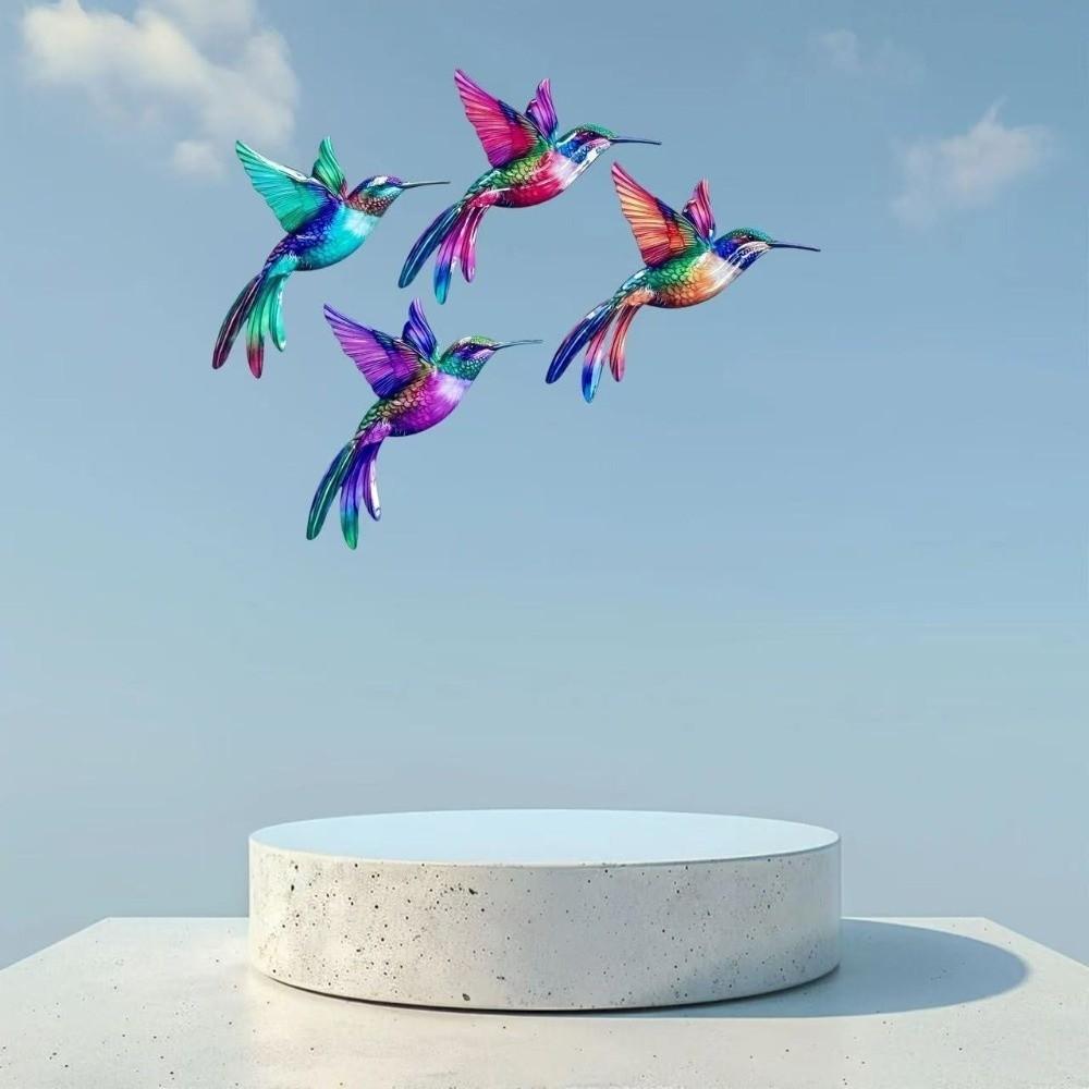 Metal Material Metal Hummingbird Wall Art Colorful Finish 3D Design Outdoor Wall Art Weather Resistant Vintage