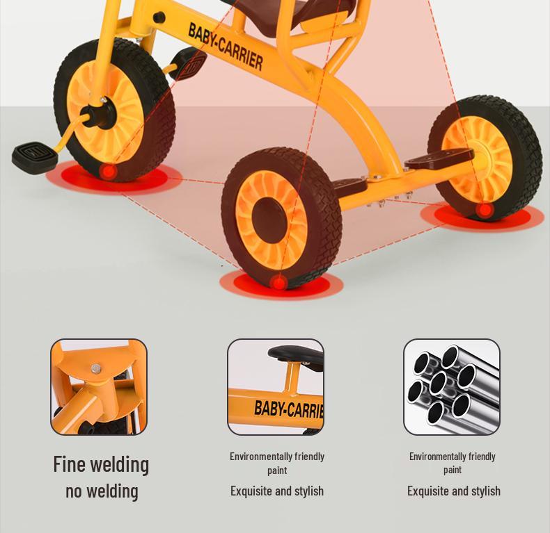 Kid's Early Learning Tricycle with Basket - Double Pedal Outdoor Ride-On Toy