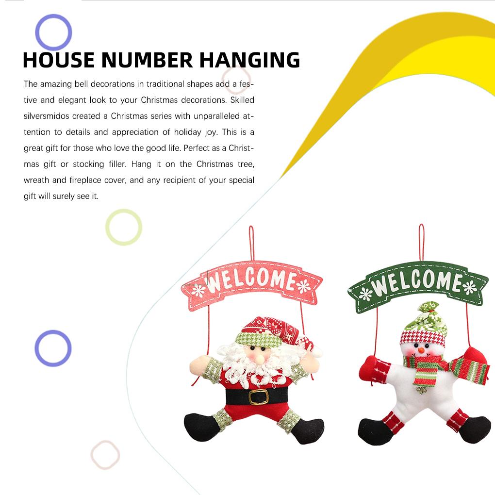 Christmas Welcome Sign Pendants Holiday Decorations Santa Claus Snowman Scene Layout Door Xmas Hanging Decor Prop Party Supplies