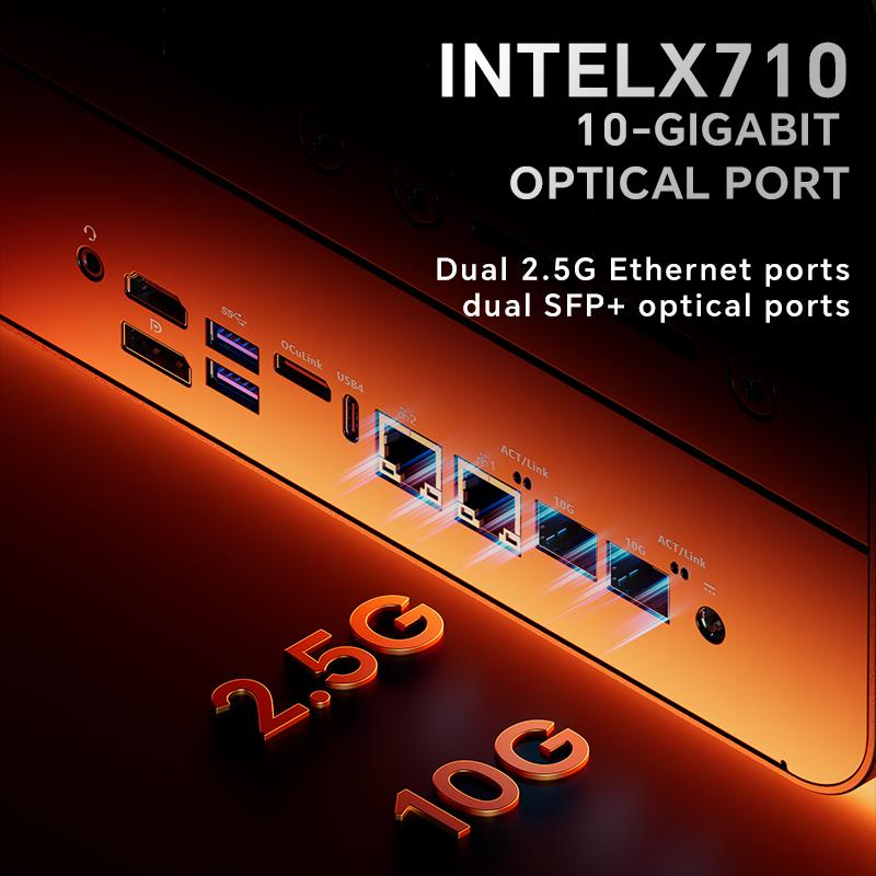 WTR MAX AMD Ryzen 7 Pro 8845HS NAS Mini PC DDR5 5600MHz Obsługuje 4×2.5/3.5"HDD 2×M.2 2280 NVMe Komputer Stacjonarny NAS DIY