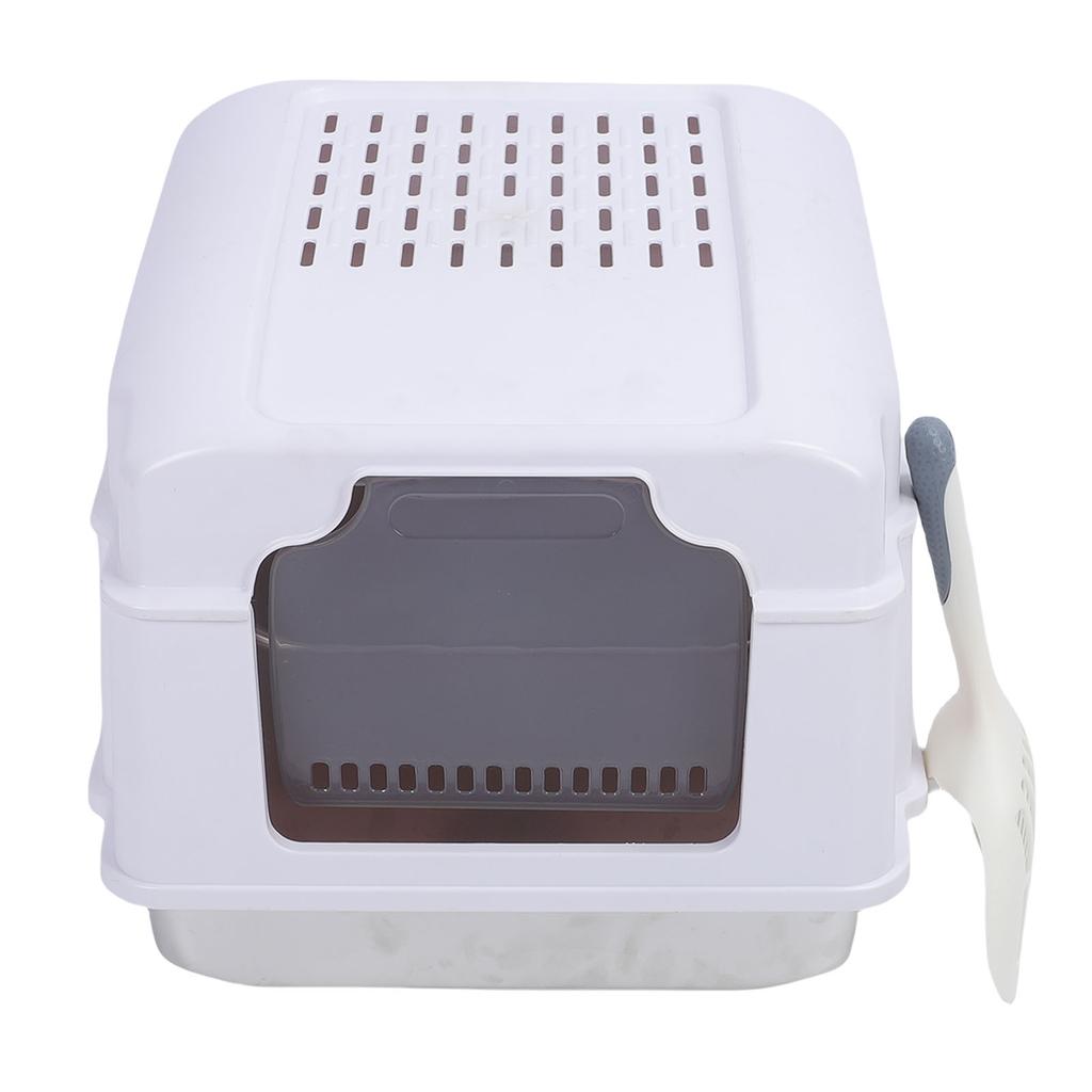 Enclosed Cat Litter Box with Lid Scoop Large Capacity Odor Control Stainless Steel Cat Toilet For Indoor Kitty