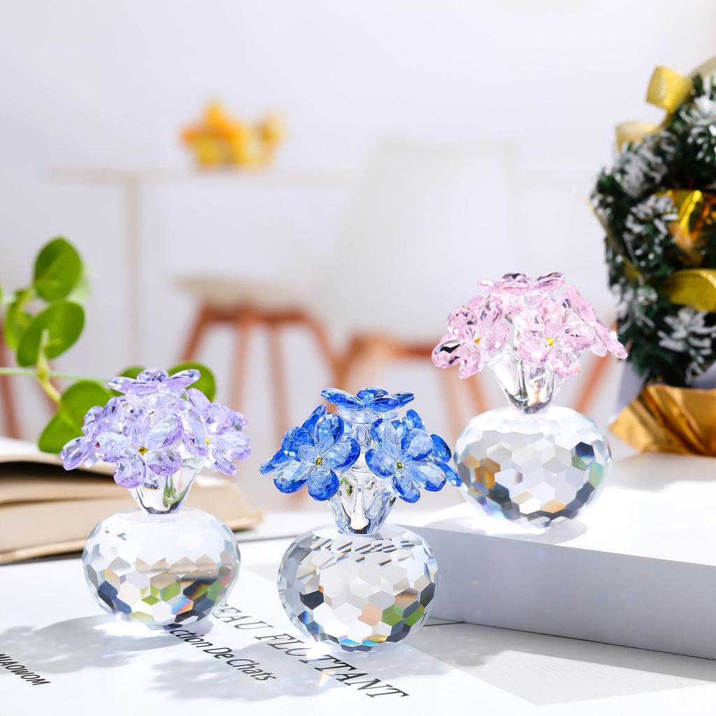 Estatueta de Cristal Flor de Cristal Rosa Enfeites para Casa Presente de Aniversário para Amiga Presente de Dia Dia Casamento Não me esqueças Mãe Dia dos Namorados