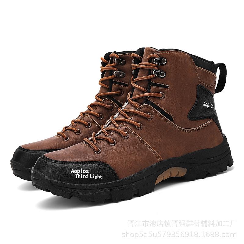 

Мужские высокие осенне-зимние износостойкие и нескользящие уличные походные ботинки для бездорожья, легкие и удобные ботинки Мартин на толстой подошве 46 коричневый