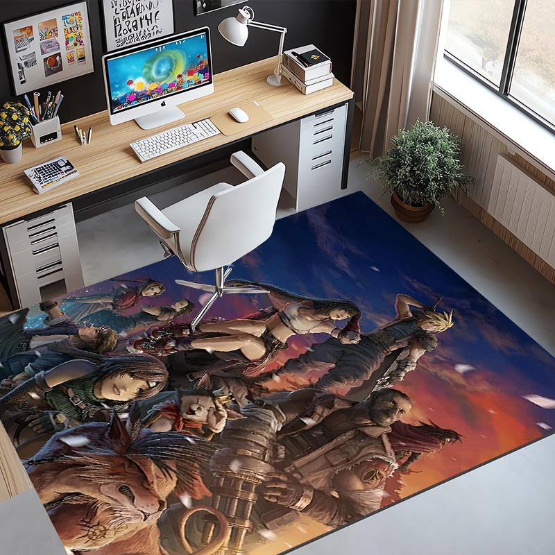 Final Fantasy Pattern Rug, Indoor/Outdoor Mat, for Picnic, Gameroom, Bedroom, Office, Living Room, Home Decor Carpet, Birthday Gift