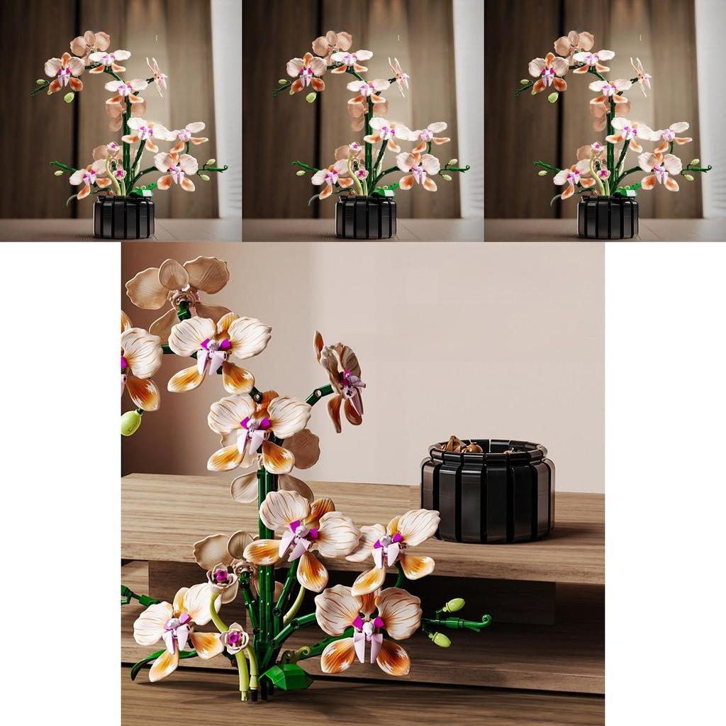 Building Blocks Artificial Orchid Flower Bouquet With Diy Assembly For Home Decor