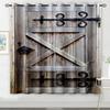 Retro Country Style Light Filtering Colour Wooden Door Patterned Curtains Farm Barn Retro Style Background Window Drapes for Living Room Bedroom
