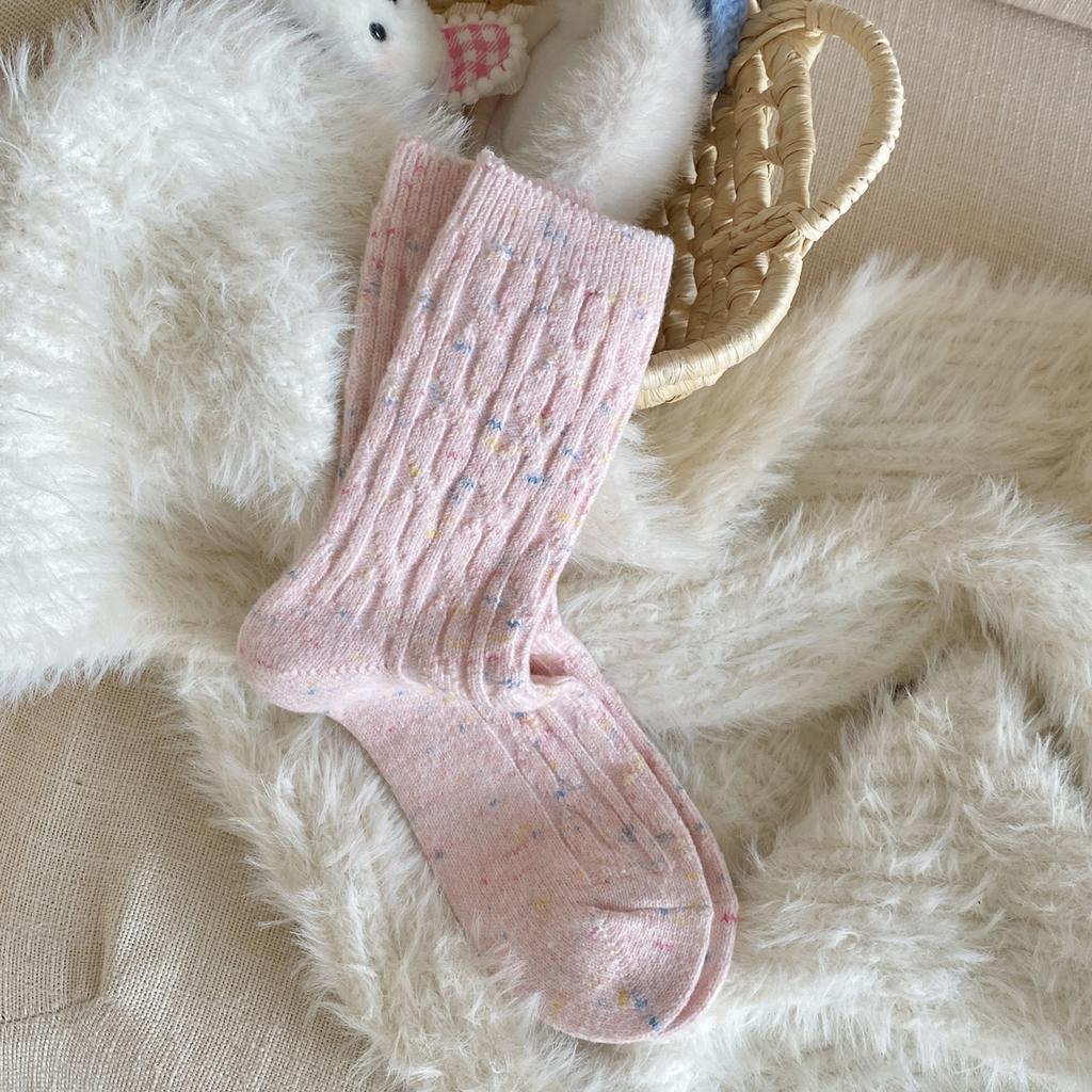 Color Twist Socks Medium Tube Socks Season Thickened Warm Winter Retro Soft Waxy Versatile Stockings
